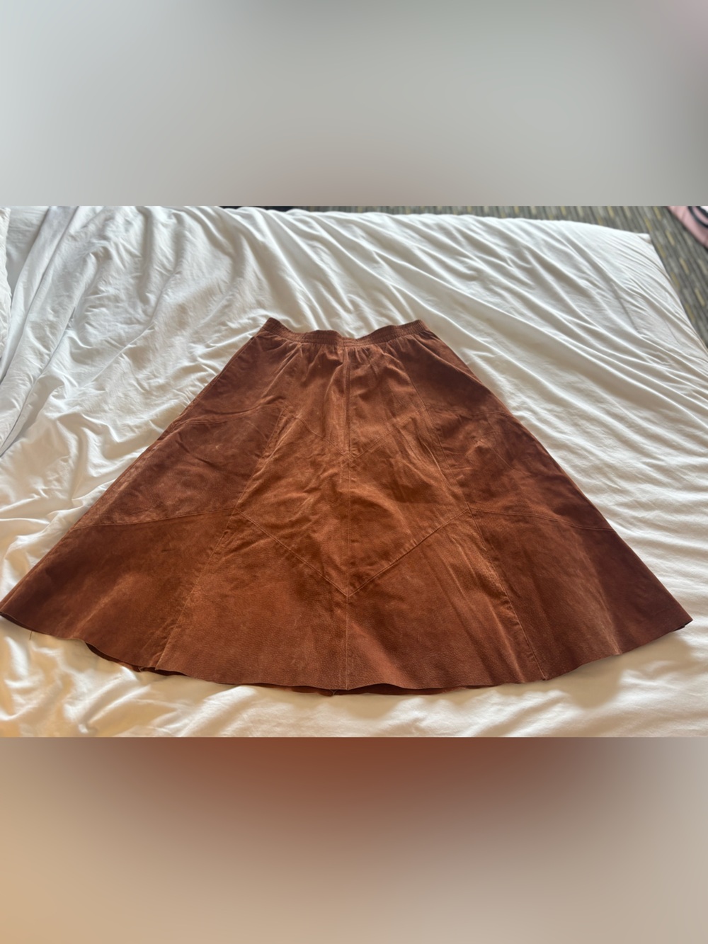 Apostrophe Rust-Brown Genuine Leather Circle Skirt Vintage